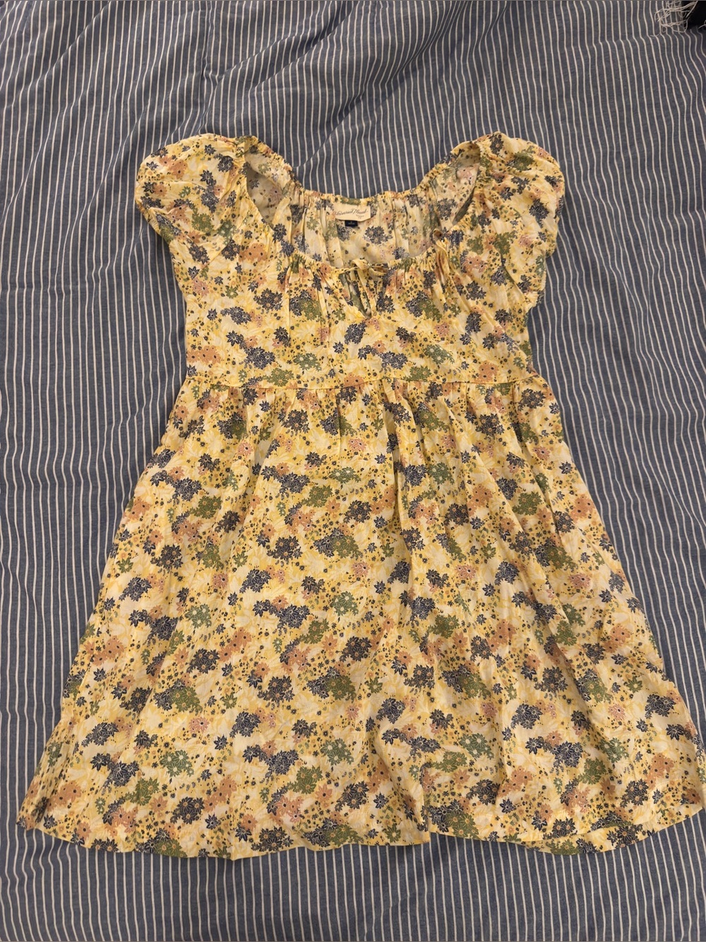 Universal Thread Floral Yellow Floral Puff-Sleeve Sundress